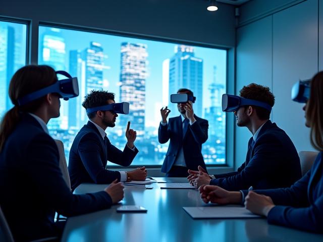 企業研修でVRを活用するビジネスパーソン